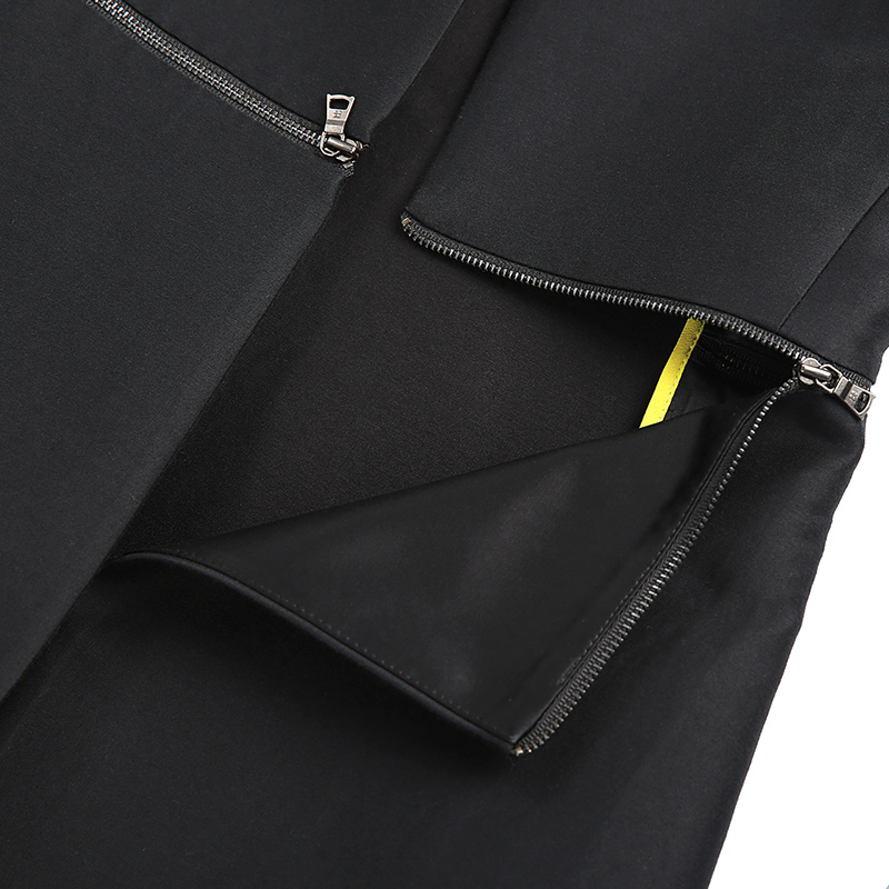 E367 Women Solid long sleeve zipper-waisted A-shape mid length jacket