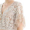 T064 Women floral lace V neck short sleeve 2-tone lace trims cropped tops