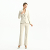J130 Women Faux suede notch collar long sleeves tailored-cut single-breasted blazer