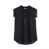 F631 Women Solid chiffon fringed shoulder epaulettes sleeveless blouse