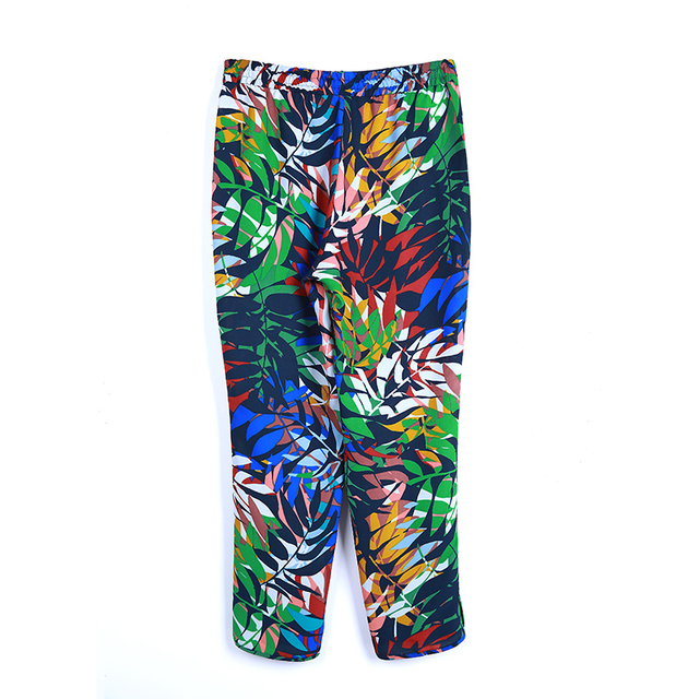 G221 Women Leaves print drawstring-waist tapered leg cropped pants