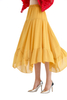 S068-7 Women Solid chiffon asymmetric panelled long flare handkerchief skirt