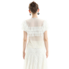 T066 Women Chiffon round neck short sleeve ruffled lace tiered blouse