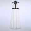 1L13 Women Solid georgette halter neck contrast strappy maxi evening dress