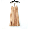 9D51 Women Solid gauze V-neck backless strappy pleated mini dress