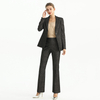 P147-4 Women Metallic jacquard mid-rise straight leg evening trousers
