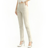 P128 Women Perforated Faux suede combo Ponte knit elasticated waist slim fit pants
