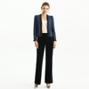 P147 Women stretch velvet mid-rise straight leg tailored trousers