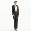 P147-4 Women Metallic jacquard mid-rise straight leg evening trousers