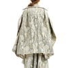 C142 Women Metallic bubble jacquard notch collar over size ruffle detailed double breasted over coat