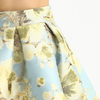 S137-2 Women Metallic floral jacquard inverted pleat A-line midi skirt