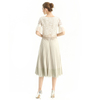 S126 Women Faux suede lace trimmed full circle sunburst pleated midi skirt