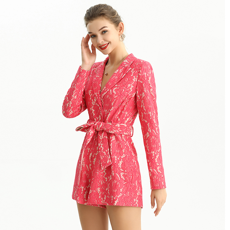 R154-2 Women Bonded lace long sleeves party romper