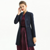 C134 Women Faux suede and satin combo zipper-waisted mid length coat