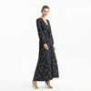C165 Women Bonded sequinned lace long sleeves evening maxi robe dress