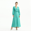 C165-2 Women Bonded lace long sleeves evening maxi robe dress