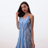 D227 Women sequinned lace spaghetti straps ruffled detail midi party dress