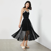 C163 Women Floral lace elasticated waist full circle sunburst pleated midi skirt
