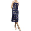 D405 Women flower embroidered lace bare shoulder midi party dress