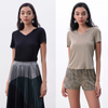 T260-1 Women Viscose V-neck short sleeves casual fashion T Shirt