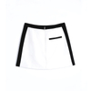 G470 Women Color-block suiting fabric mid waist flapped pocket mini skirt