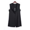 J494 Women Solid suiting fabric double layer lapel tie-waist outer vest