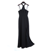 8N67 Women Solid strapless halter back maxi evening dress