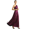 D203 Metallic Knit Single Shoulder Sunburst Pleated Maxi Evening Dress
