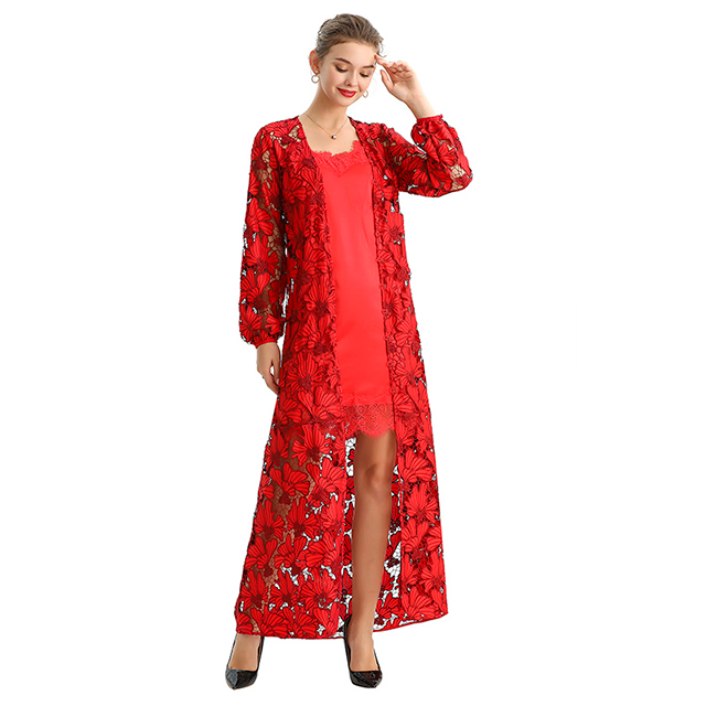 C165-1 Cut Out Embroidery Maxi Evening Dress