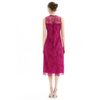 D098-5 Women Floral eyelash lace sleeveless straight-cut party midi dress 