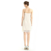 D078-4 Women Peony lace cape sleeve flared asymmetric hem midi evening dress