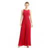 R196 Women Solid sleeveless sunburst pleated party jumpsuit