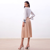 S280L Women Solid chiffon elasticated waist full circle sunburst pleated midi casual skirt