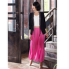 C088 Women Solid chiffon full circle sunburst pleated long casual skirt