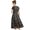 D062 Women Floral lace V neck cap sleeves flared midi evening dress