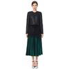 J110 Women faux leather with studs and detachable ostrich feather short quilted jacket