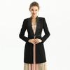 C134-1 Women Solid long sleeve fitted zipper-waisted mid length jacket 