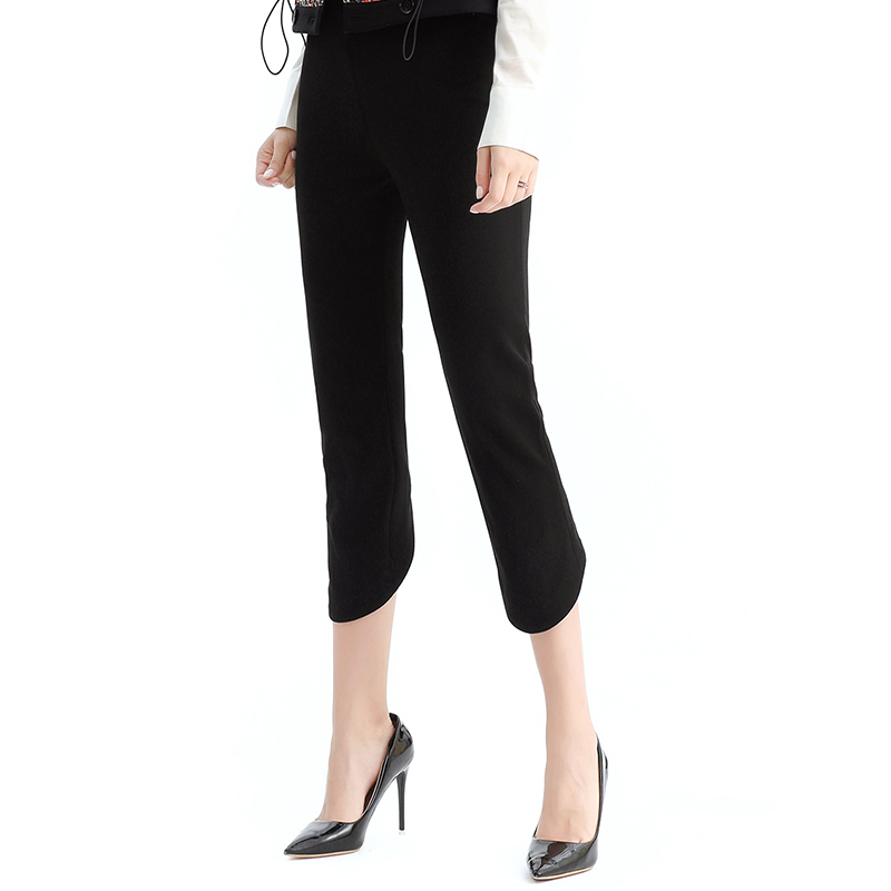 P185 Solid stretch slim-fit three-quarter length smart casual pants