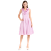 D004 Women Solid sleeveless ruched ruffle midi party dress