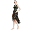 D006 Women All-over floral embroidered tulle sleeveless asymmetric hem midi party dress
