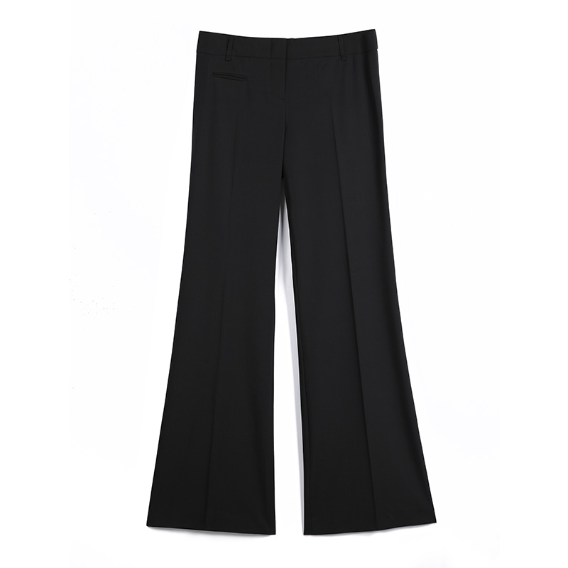 B881 Women Solid mid-rise straight-legs tailored trousers