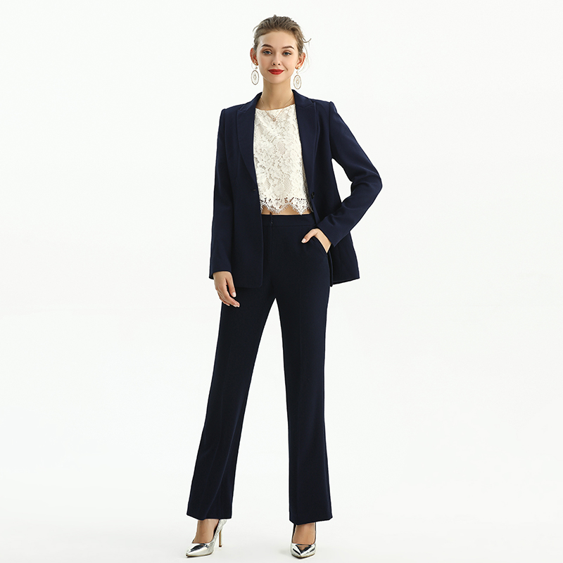 J155-8 Women Polyester crepe long sleeves notched lapel tailored-cut single-breasted blazer