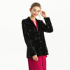 J155-7 Women Sequin embellished velvet notched lapel tailored-cut single-breasted evening blazer