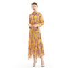 S068 Women Floral print asymmetric panelled long flare handkerchief skirt