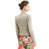 J092 Women faux suede panel perforated biker jacket