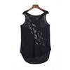 G755 Women Solid textured burnout knit sequin-applique racer-back tank top