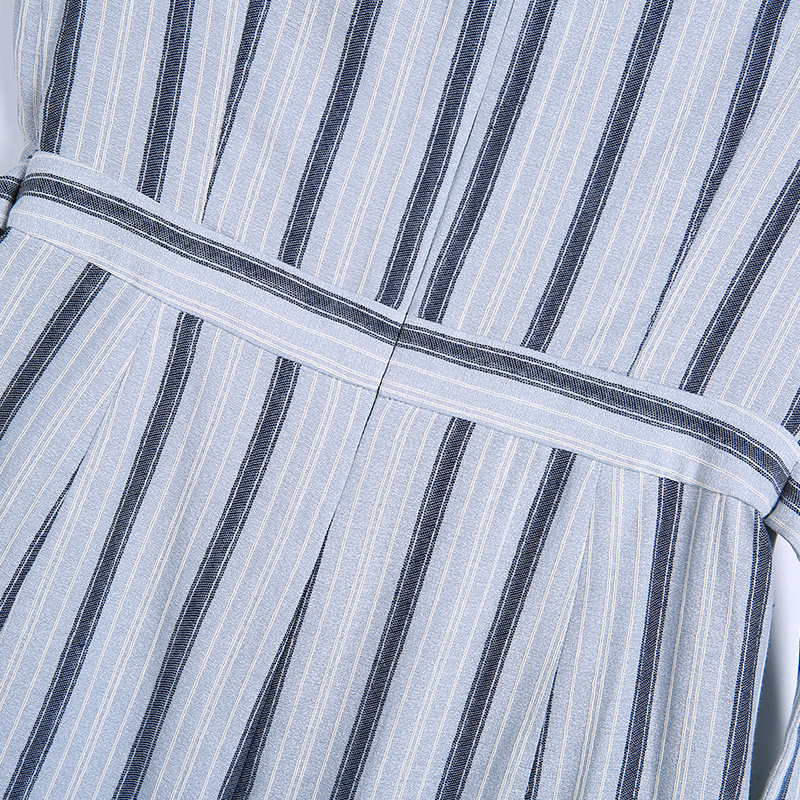 D717 Women Dobby stripe rayon knit combo 2 In 1 waist tie romper