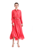 S068-6 Women Laminated chiffon asymmetric panelled long flare handkerchief skirt
