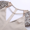 N976 Women Silk CDC V-neck cut out sequin embellished sleeve party top