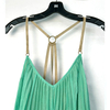 9D51 Women Solid gauze V-neck backless strappy pleated mini dress